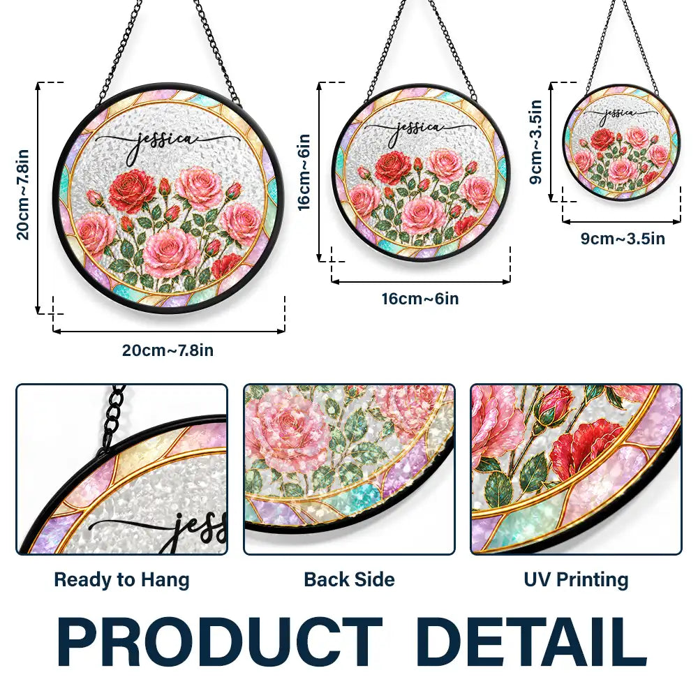 Mother Of Pearl Birth Flower Blooming In Love - Personalized Stained Glass Window Hanging Suncatcher