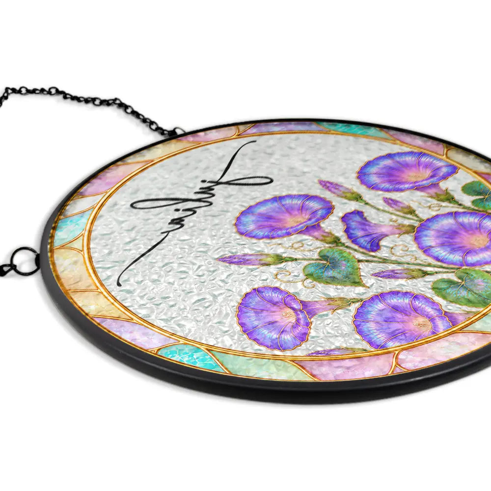 Mother Of Pearl Birth Flower Blooming In Love - Personalized Stained Glass Window Hanging Suncatcher
