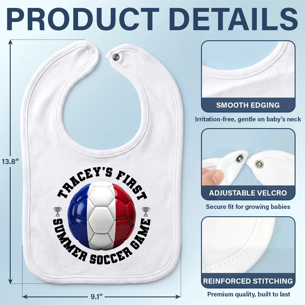 My First Summer Soccer Games - Personalized Baby Bib