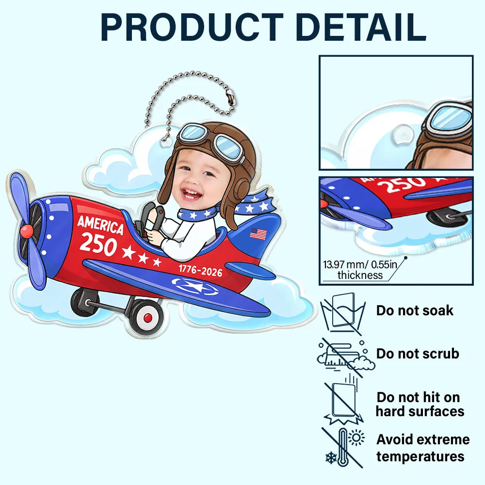 Custom Photo America 250 Lookin' Fly Baby - Personalized Acrylic Car Hanger