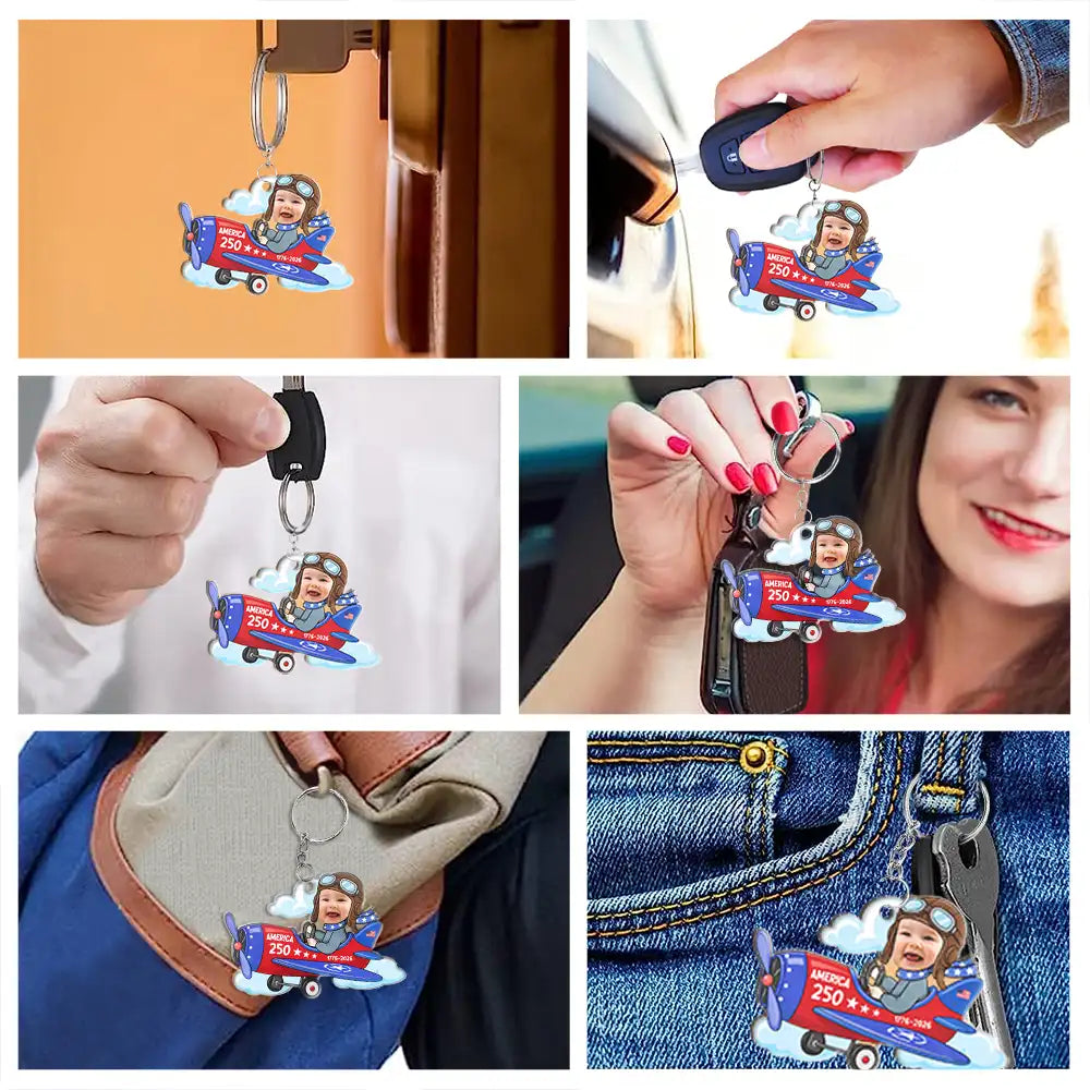 Custom Photo America 250 Lookin' Fly Baby - Personalized Custom Shaped Acrylic Keychain