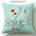Hand In Hand Birth Flower Mom Kid Nana Grandkid - Personalized Pillow