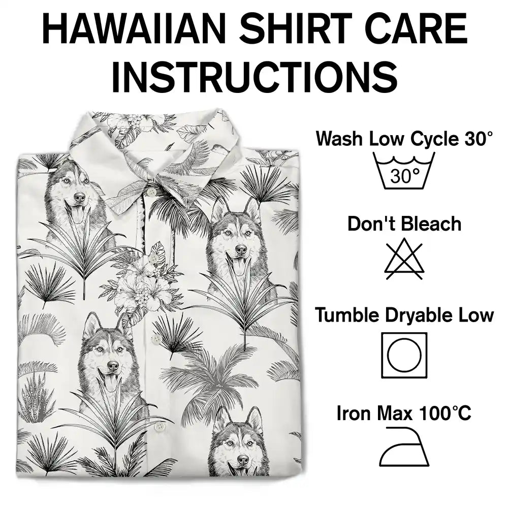 Custom Photo Pencil Sketch Toile De Jouy Pattern Family Pet Friend - Personalized Hawaiian Shirt