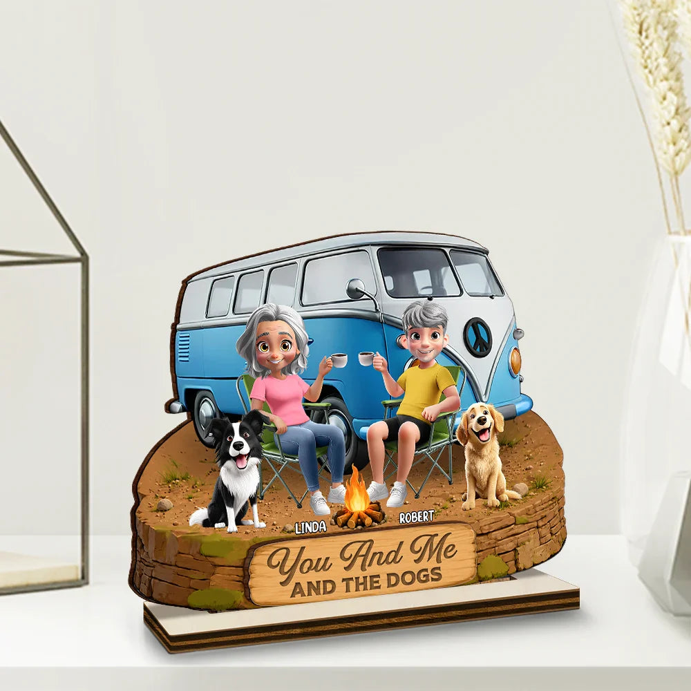 Husband And Wife Camping Partners For Life - Personalized Custom Shaped Wooden Plaque