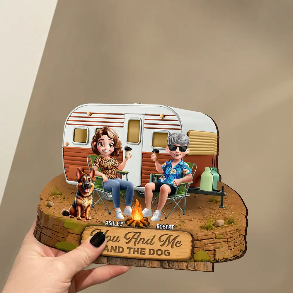 Husband And Wife Camping Partners For Life - Personalized Custom Shaped Wooden Plaque