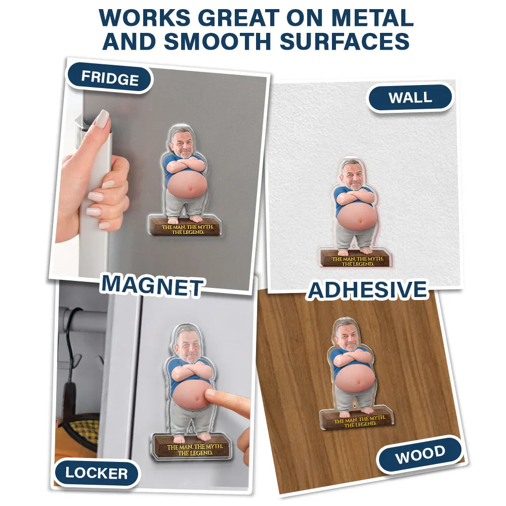 Custom Photo Funny Certified Dad Bod With Belly - Personalized Squishy Acrylic Fridge Magnet