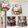 Custom Photo Funny Belly Men Cave Garage Grilling - Personalized Squishy Acrylic Fridge Magnet
