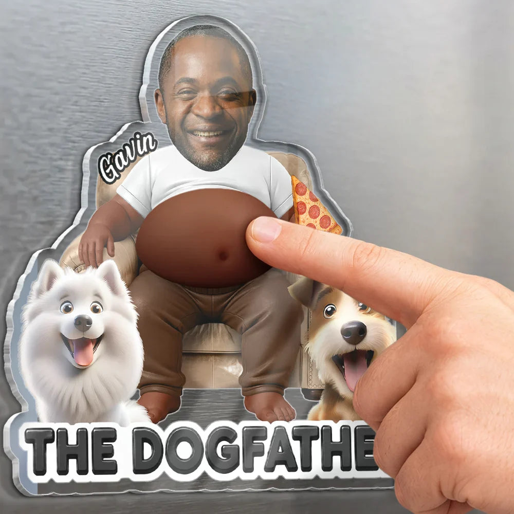 Custom Photo Dad Bod Dog Cat Lovers - Personalized Squishy Acrylic Fridge Magnet