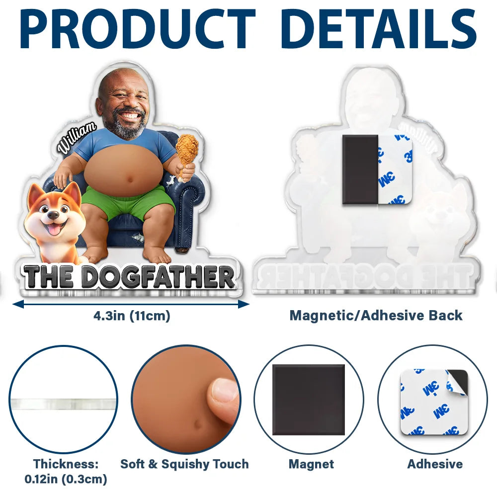 Custom Photo Dad Bod Dog Cat Lovers - Personalized Squishy Acrylic Fridge Magnet