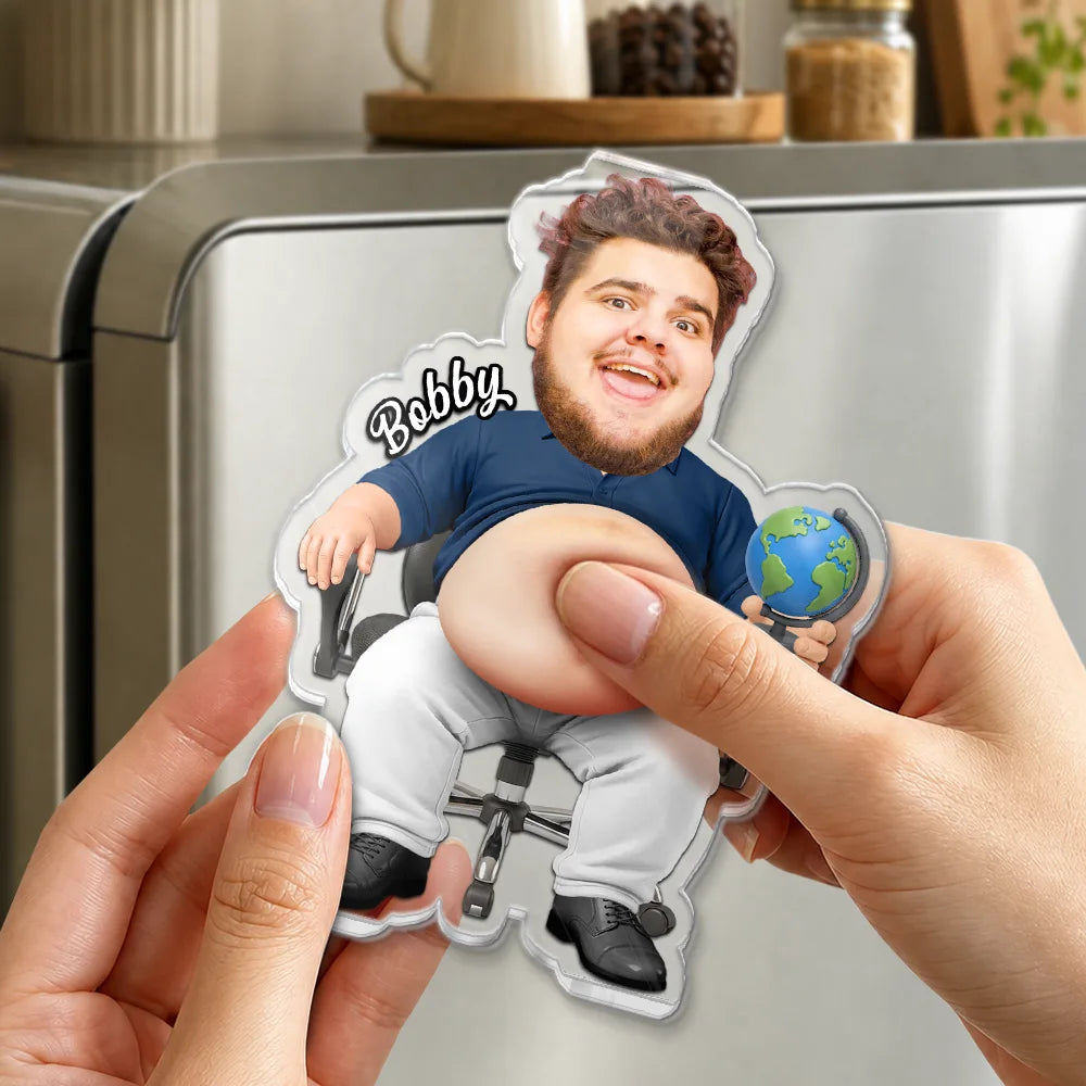 Custom Photo Funny Belly Teacher On Duty - Personalized Squishy Acrylic Fridge Magnet