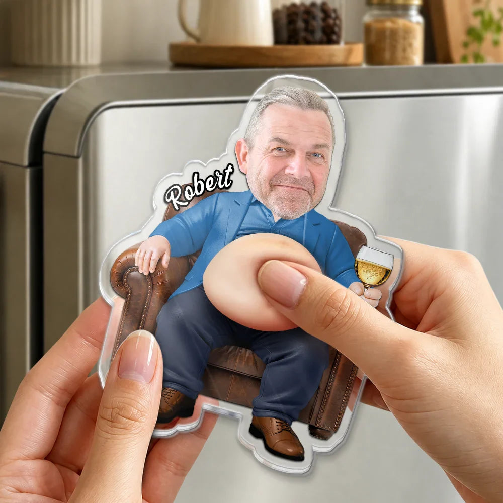 Custom Photo Funny Belly Office Squad - Personalized Squishy Acrylic Fridge Magnet