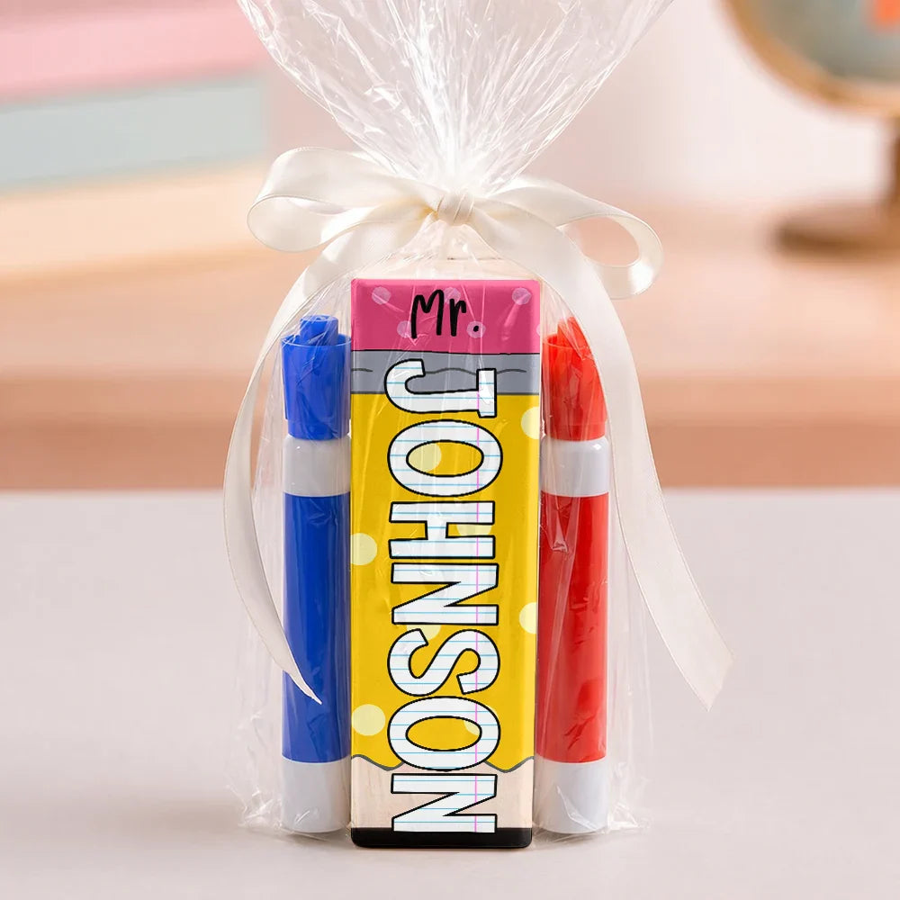 Name Teacher Back To School - Personalized Whiteboard Eraser & Marker Set
