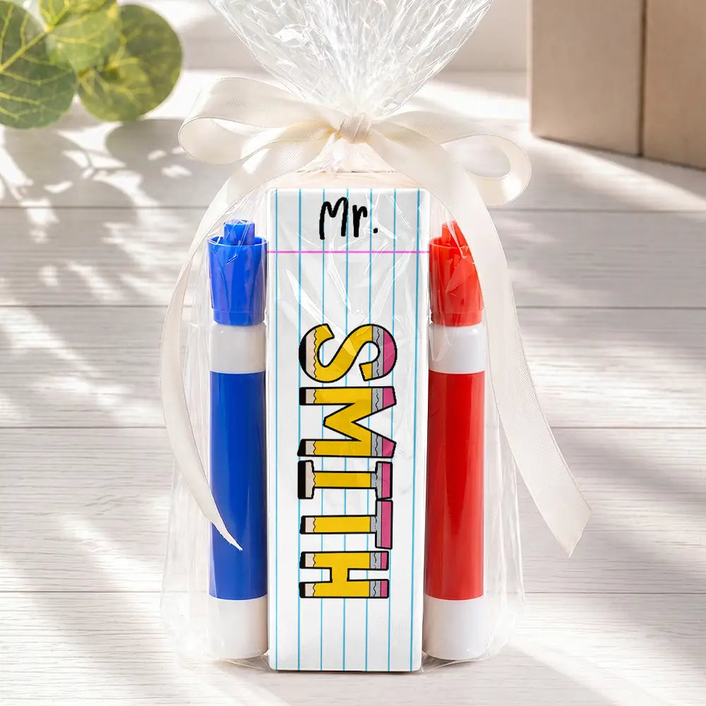Name Teacher Back To School - Personalized Whiteboard Eraser & Marker Set