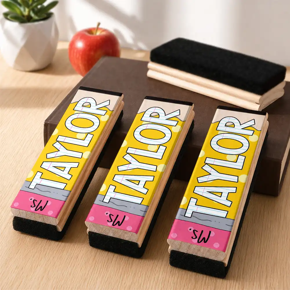 Name Teacher Back To School - Personalized Whiteboard Eraser & Marker Set