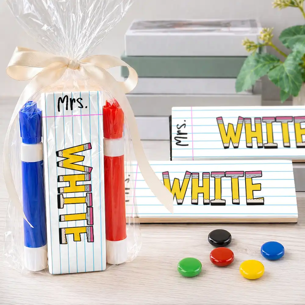 Name Teacher Back To School - Personalized Whiteboard Eraser & Marker Set