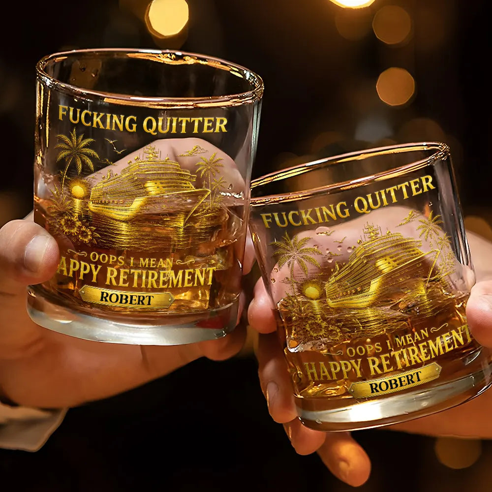 Oops I Mean Happy Retirement - Personalized Whiskey Glass