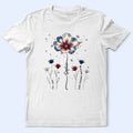 Patriotic Birth Flower Faith Freedom Pride - Personalized T Shirt