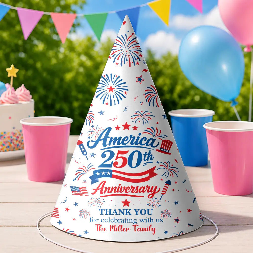 Patriotic Thank You For Celebrating With Us - Personalized Party Hats