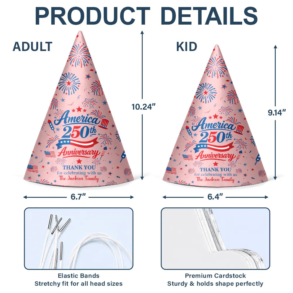 Patriotic Thank You For Celebrating With Us - Personalized Party Hats