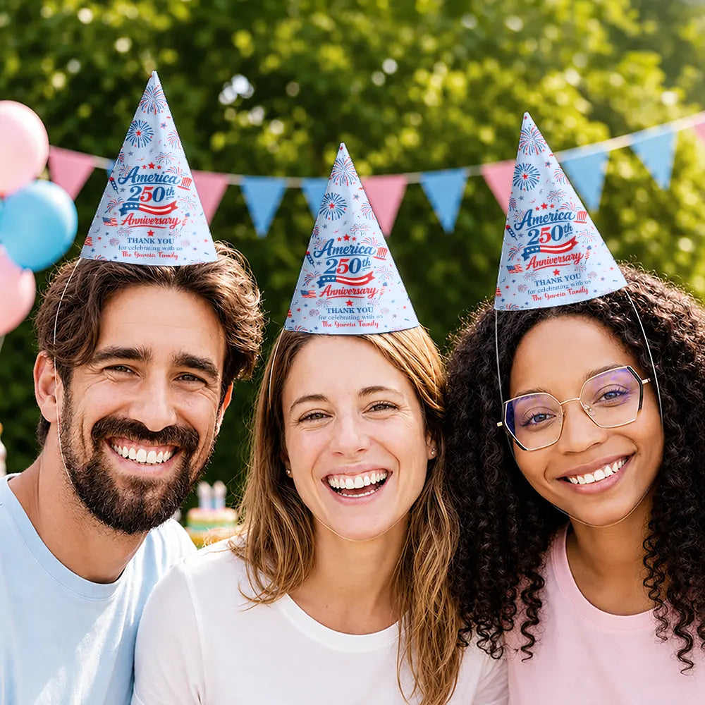 Patriotic Thank You For Celebrating With Us - Personalized Party Hats
