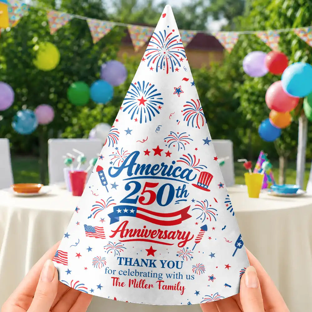 Patriotic Thank You For Celebrating With Us - Personalized Party Hats