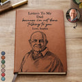 Custom Photo Pencil Sketch Memorial Letters To My Father Mother - Personalized Leather Journal
