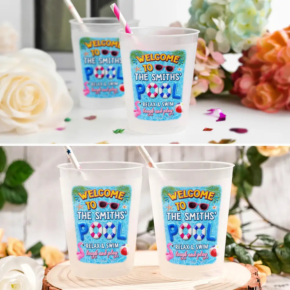 Pool Party Relax Swim Laugh And Play - Personalized Frosted Cups