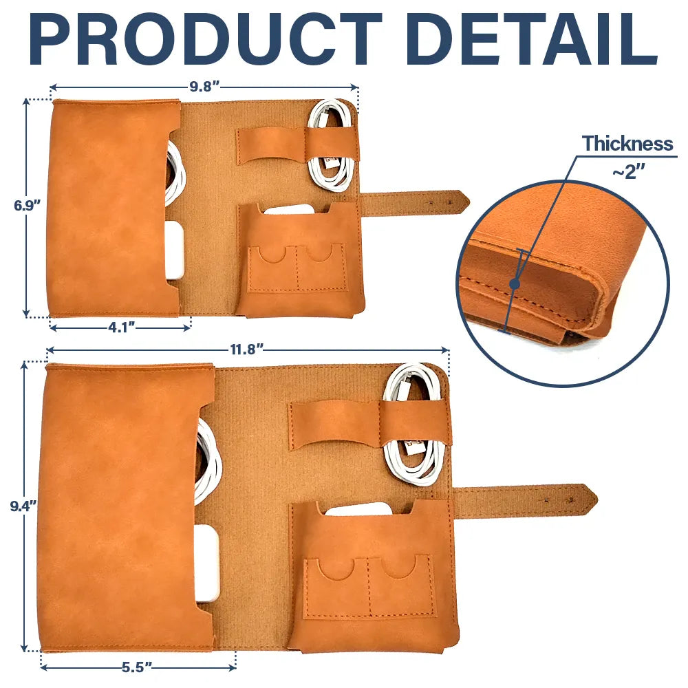 Custom Photo Bold Sketch All My Travel Crap Woman Man Portrait - Personalized Leather Cable Bag