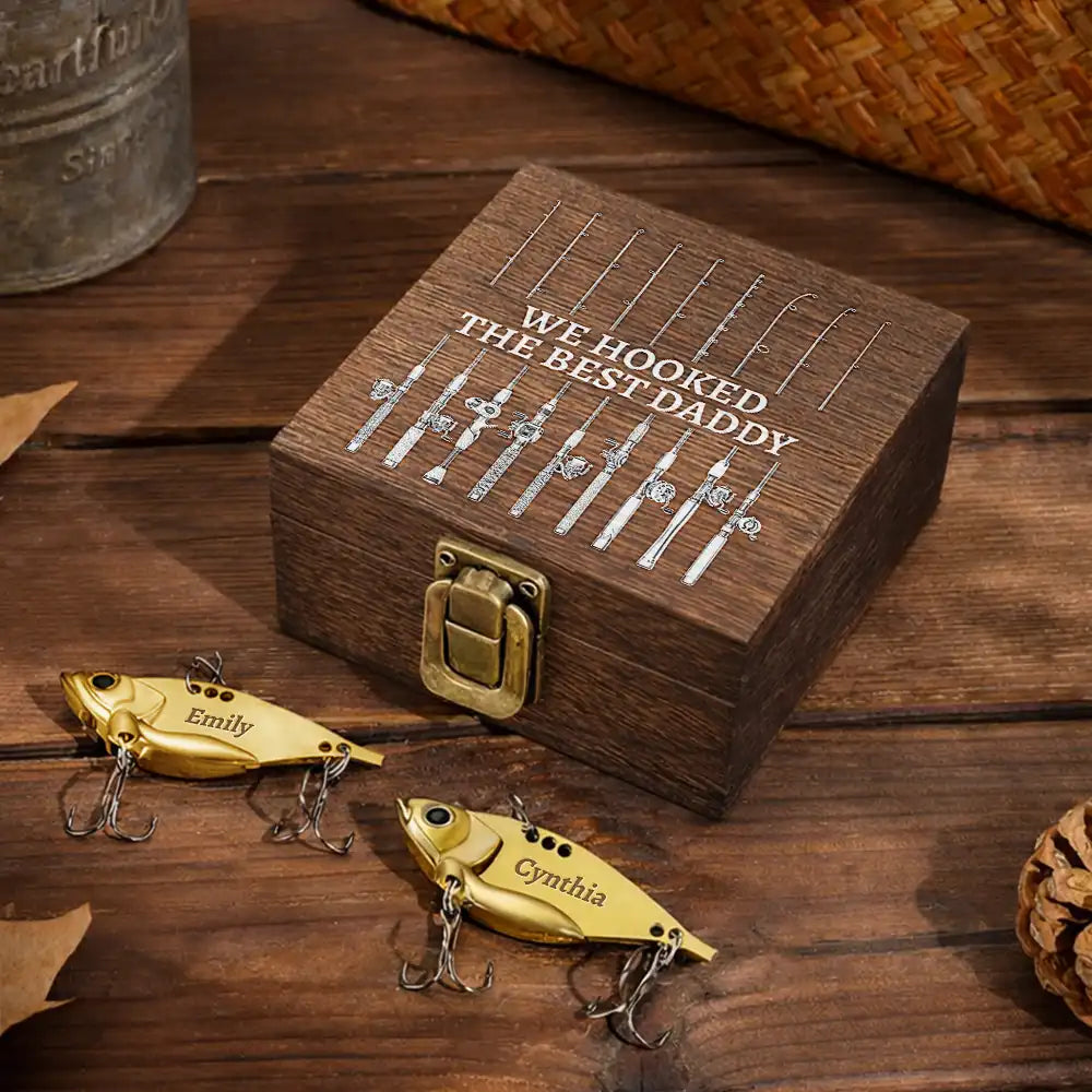 Reel Cool Dad Fishing Dad Grandpa - Personalized Metal Fish Lure Set