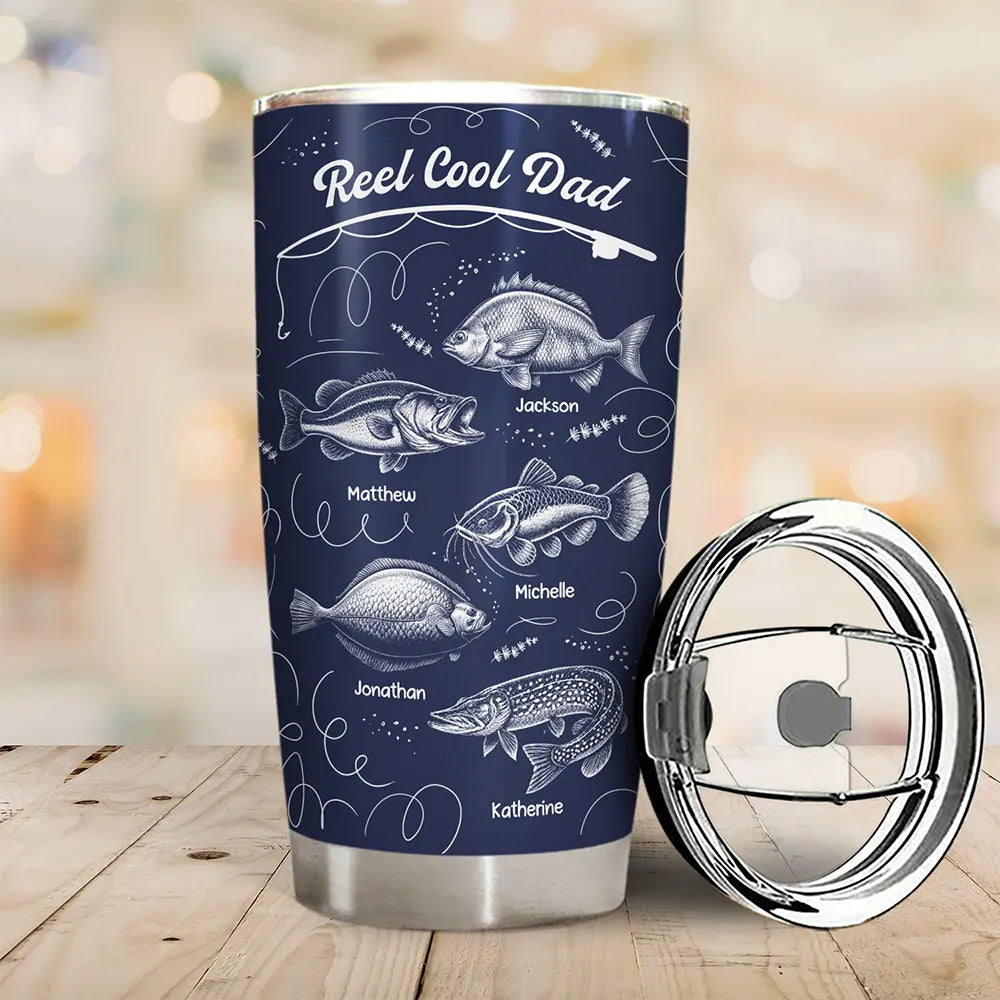 Reel Cool Grandpa Dad - Personalized Tumbler