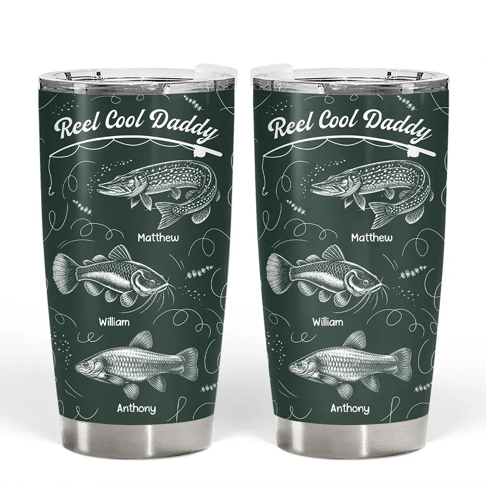 Reel Cool Grandpa Dad - Personalized Tumbler