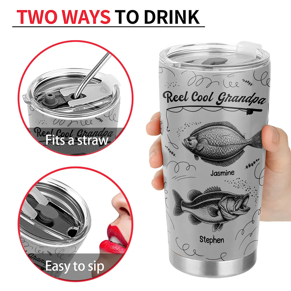 Reel Cool Grandpa Dad - Personalized Tumbler