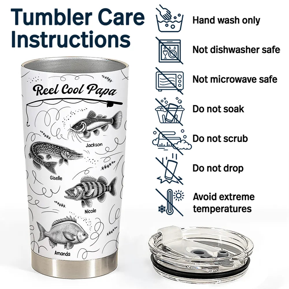 Reel Cool Grandpa Dad - Personalized Tumbler