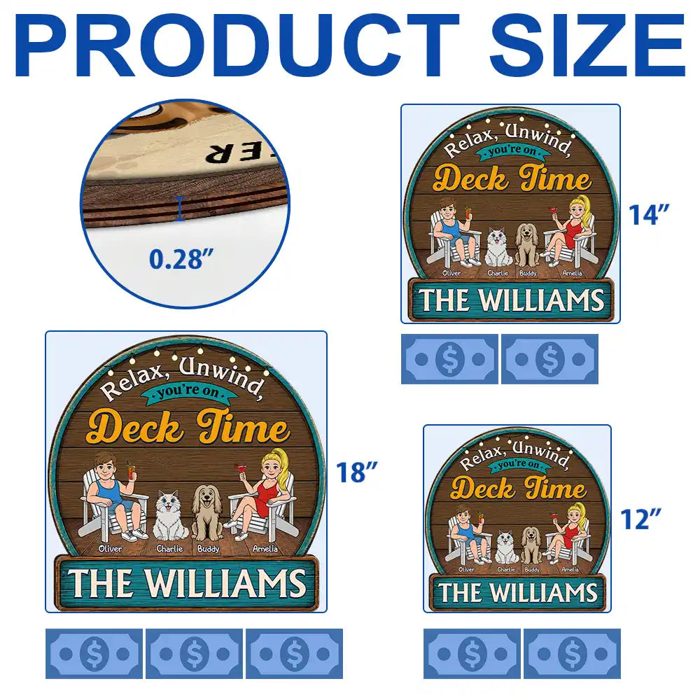 Relax Unwind You're On Patio Time - Personalized Custom Shaped Wood Sign