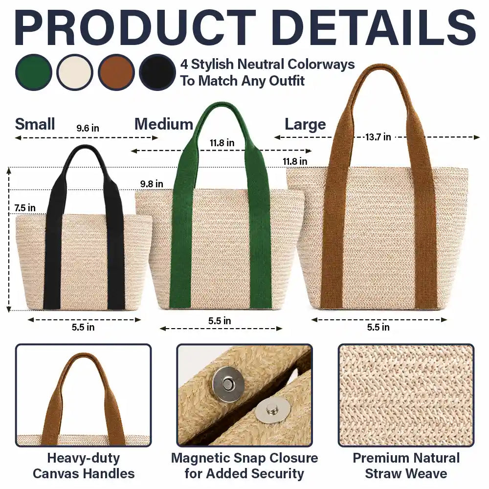 Colorful Name In Style - Personalized Straw Beach Bag