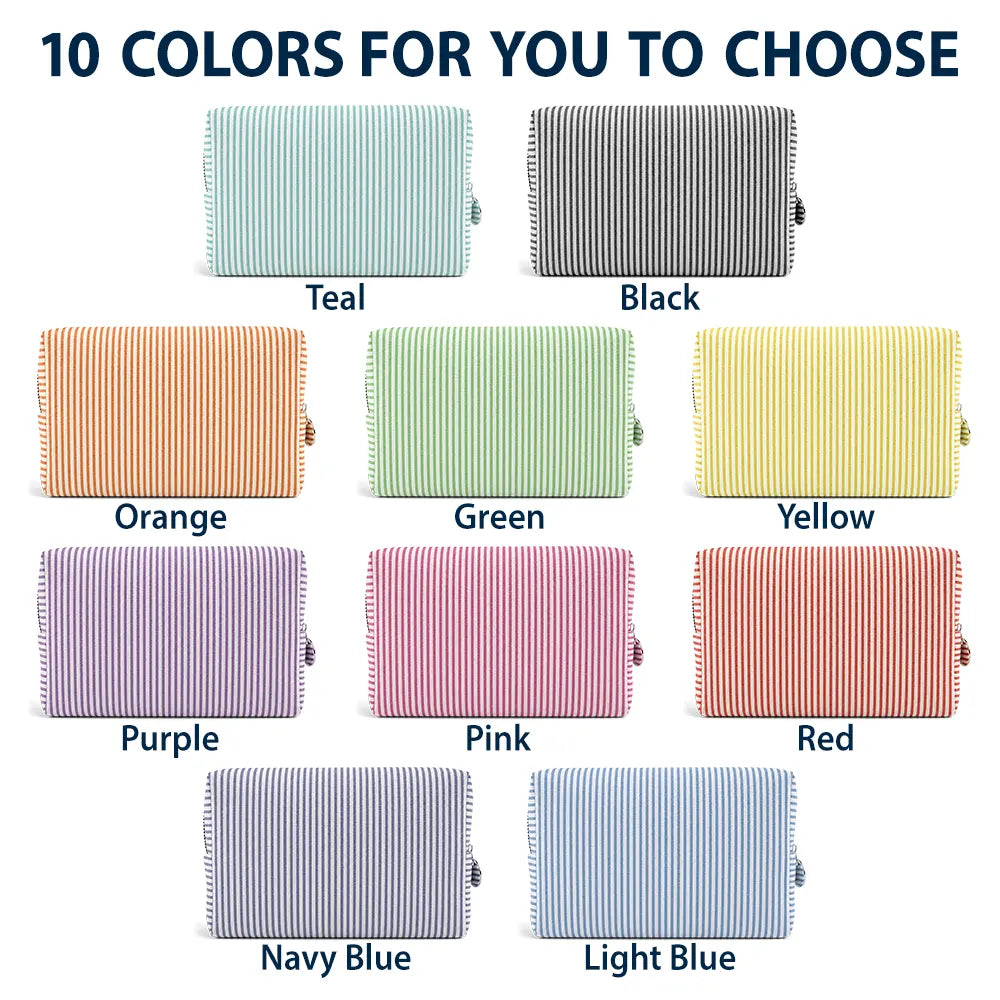 Travelling And She Lived Happily Ever After - Personalized Striped Cosmetic Bag