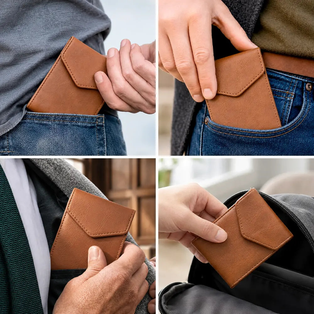 Custom Photo Ink Drawing Family Portrait Best Grandpa Dad Ever - Personalized Leather Slim Wallet