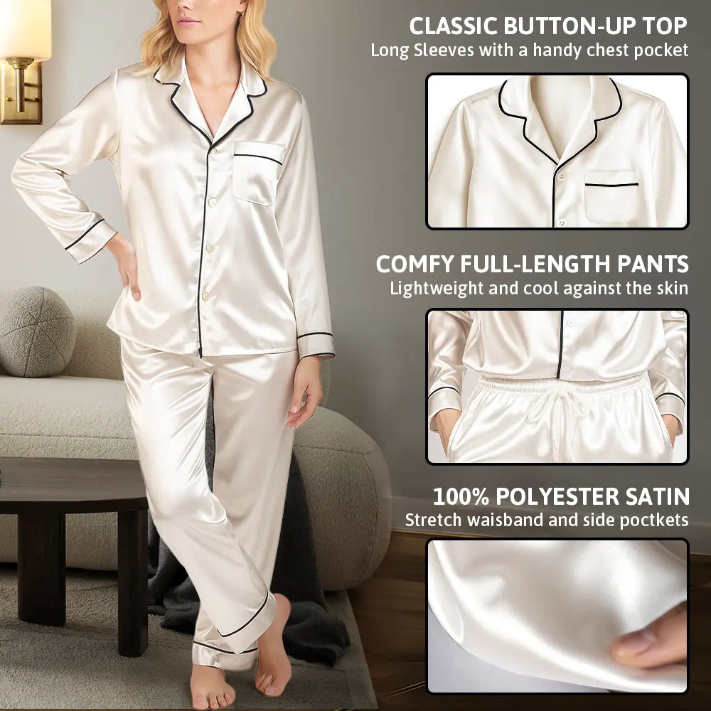 Custom Photo Stars & Stripes Best Mom Grandma Ever - Personalized Satin Pajama Set