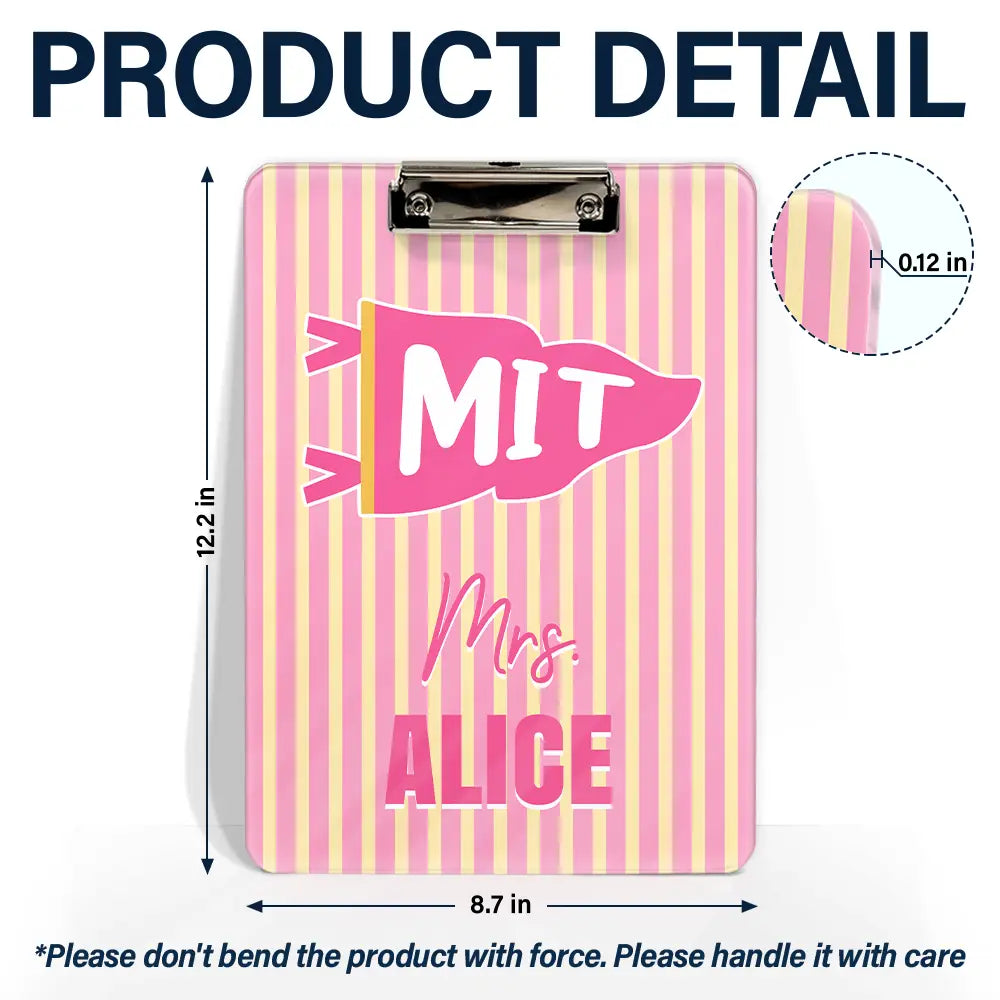 School Pennant Flag - Personalized Acrylic Clipboard