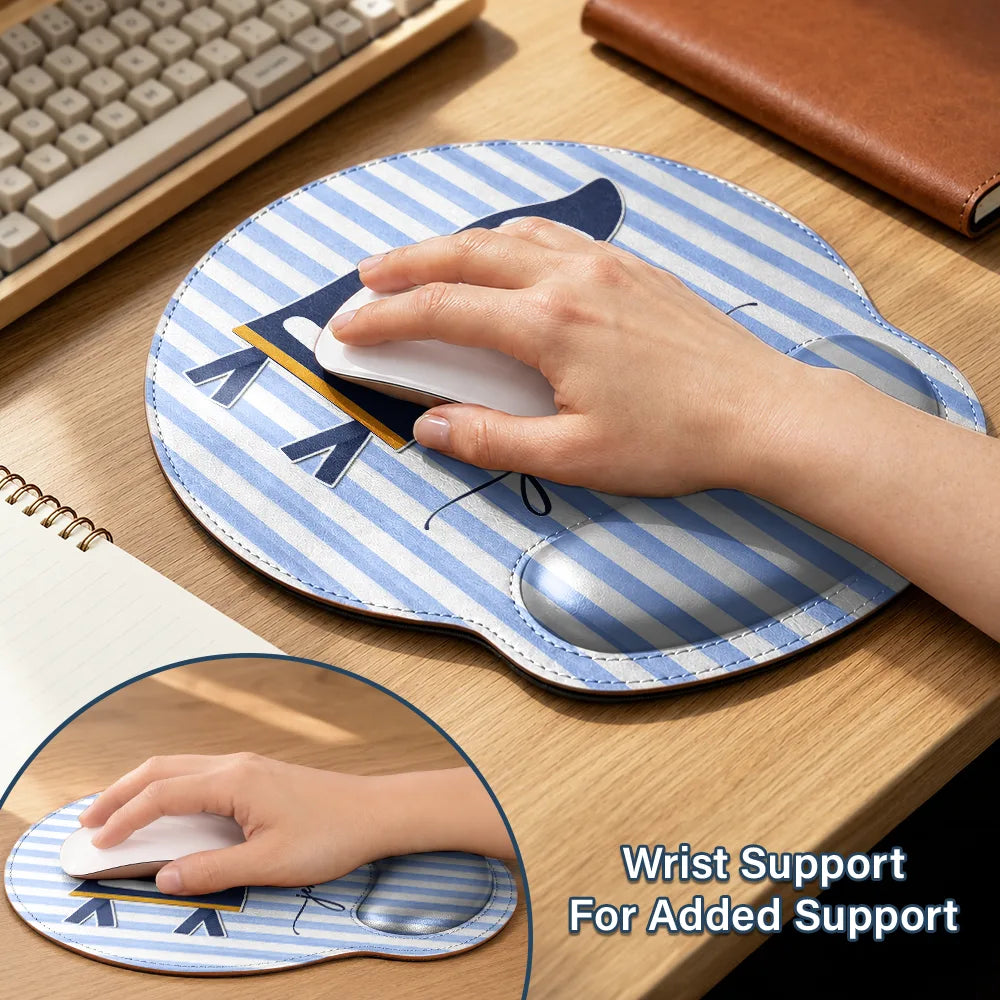School Pennant Flag - Personalized Leather Mouse Pad