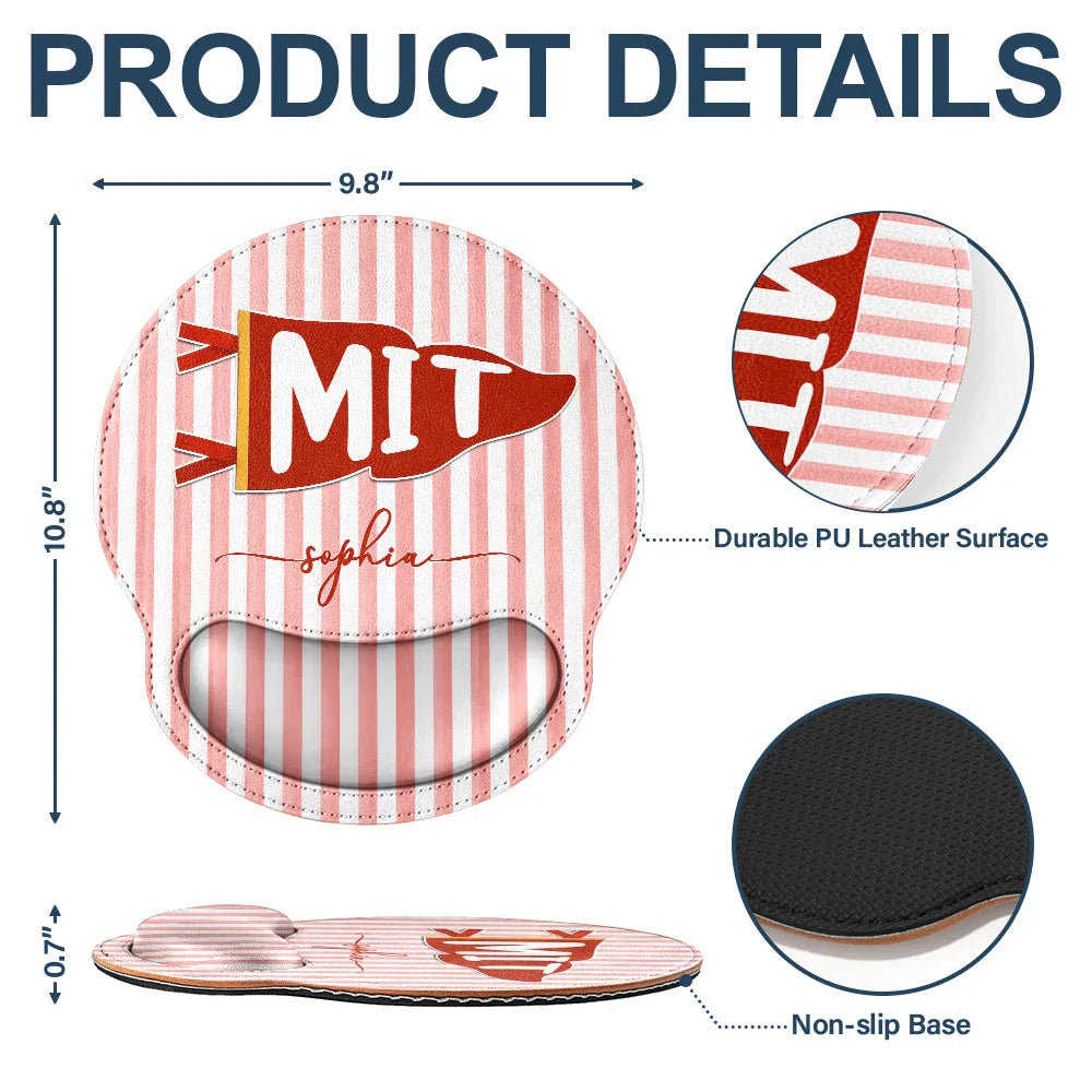 School Pennant Flag - Personalized Leather Mouse Pad