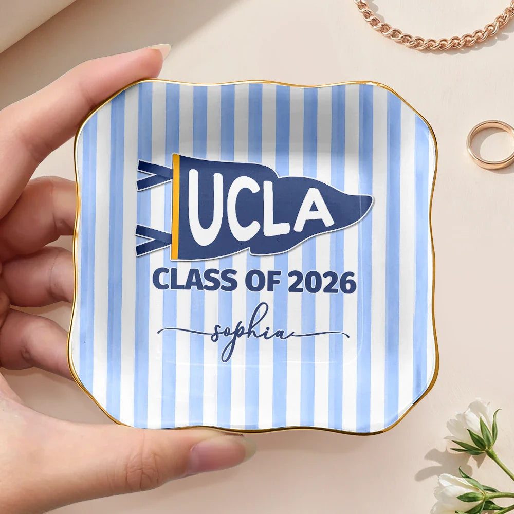 School Pennant Flag Class Of - Personalized Ring Dish