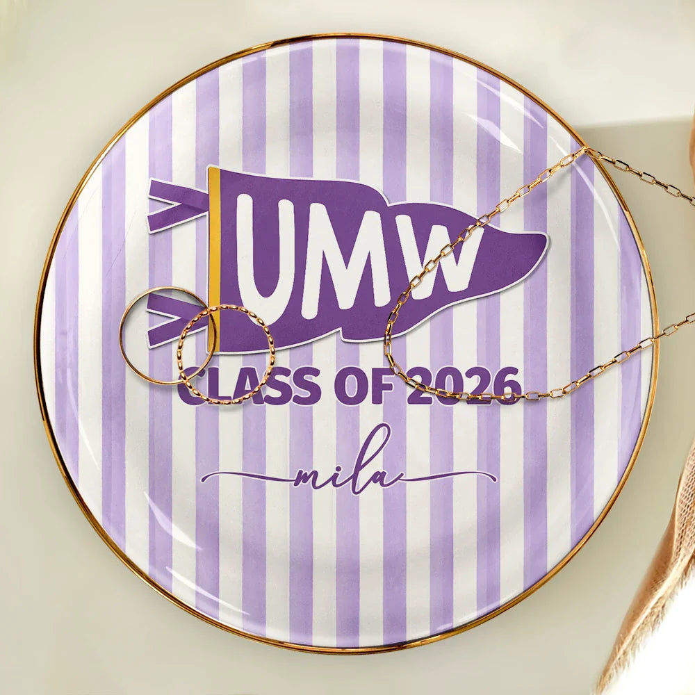 School Pennant Flag Class Of - Personalized Ring Dish
