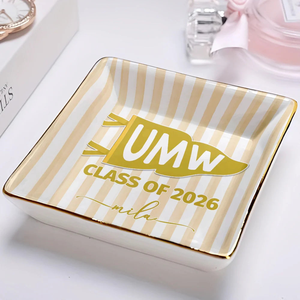 School Pennant Flag Class Of - Personalized Ring Dish