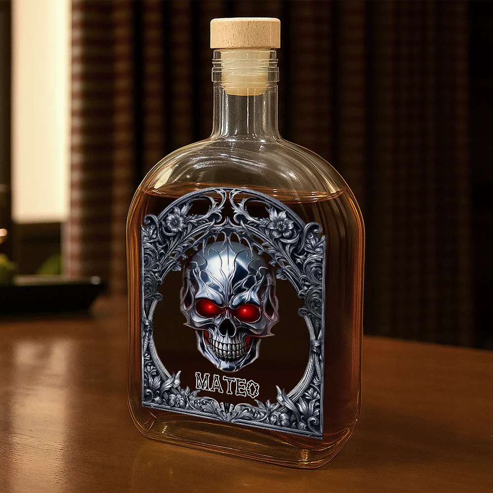 Skeleton Gothic Favorite Spirit Is Whiskey - Personalized Whiskey Bottle