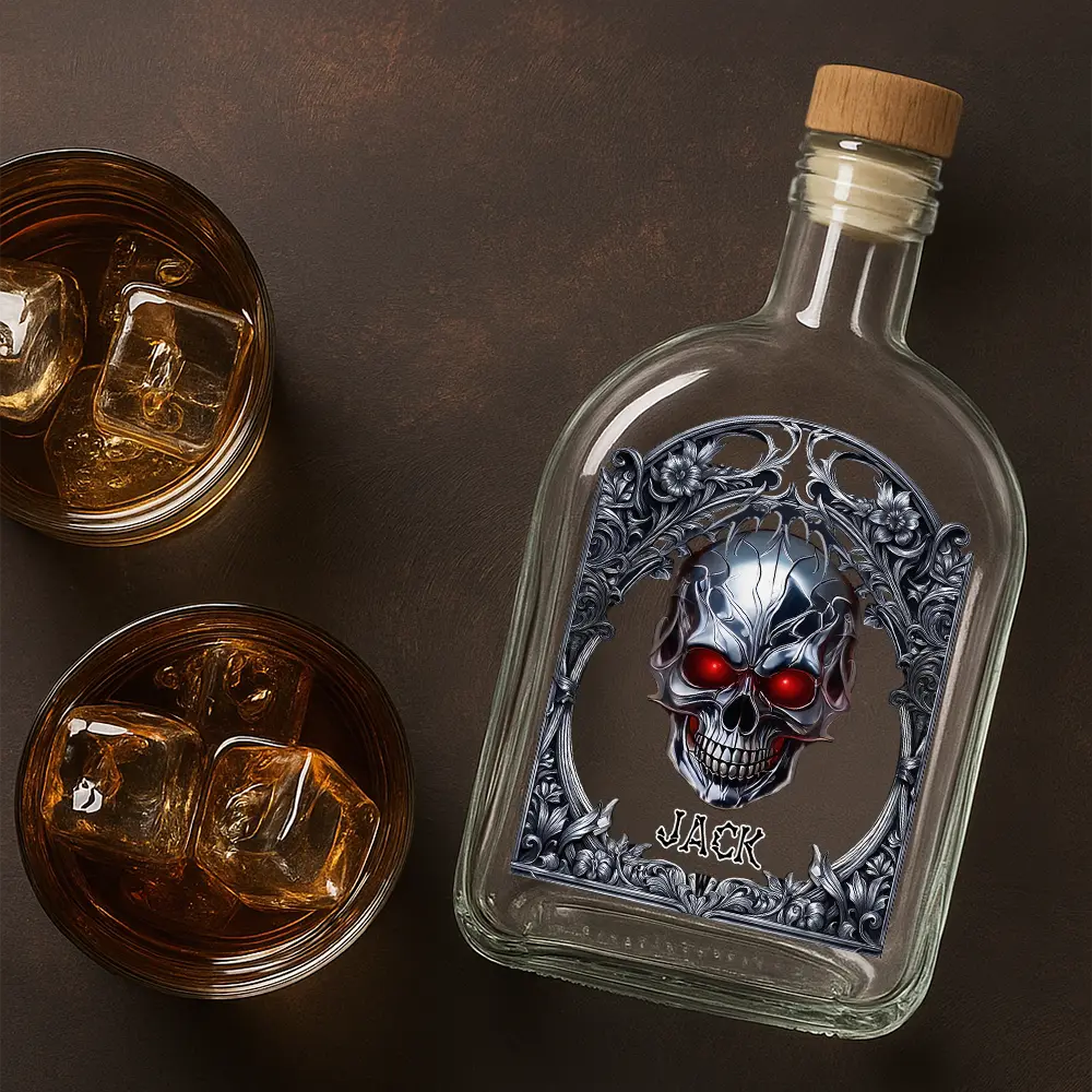 Skeleton Gothic Favorite Spirit Is Whiskey - Personalized Whiskey Bottle