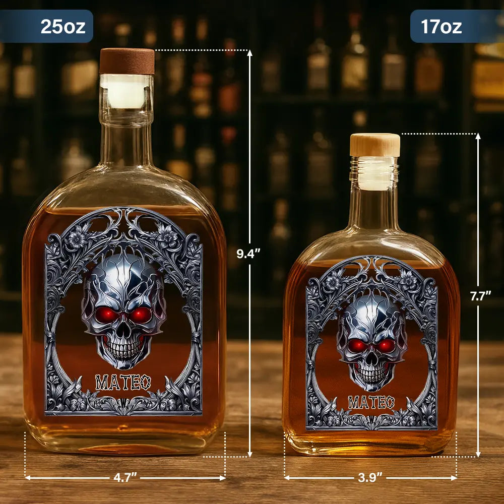 Skeleton Gothic Favorite Spirit Is Whiskey - Personalized Whiskey Bottle
