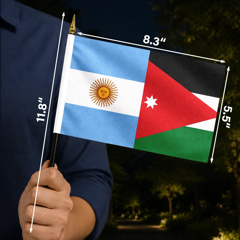Soccer Couple Country Flag - Personalized Handheld Flag