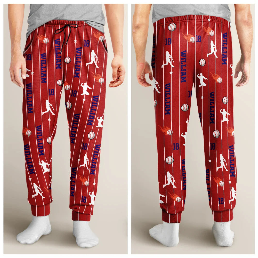 Sports Lovers Number And Name - Personalized Pajama Pants