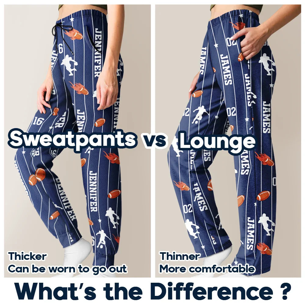 Sports Lovers Number And Name - Personalized Pajama Pants
